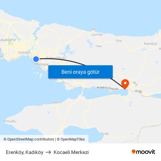 Erenköy, Kadıköy to Kocaeli Merkezi map