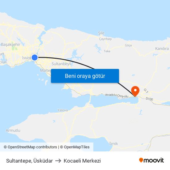 Sultantepe, Üsküdar to Kocaeli Merkezi map