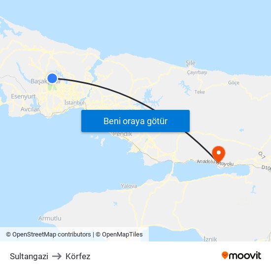Sultangazi to Körfez map