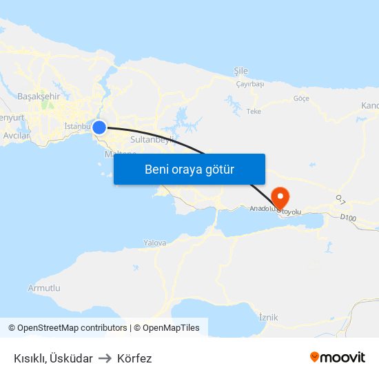 Kısıklı, Üsküdar to Körfez map