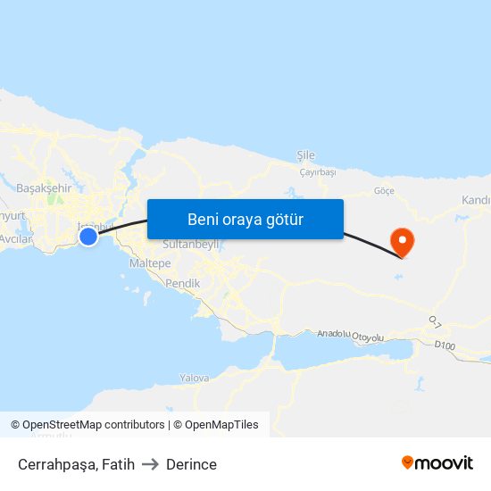 Cerrahpaşa, Fatih to Derince map