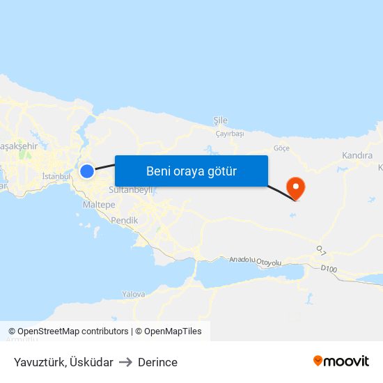 Yavuztürk, Üsküdar to Derince map