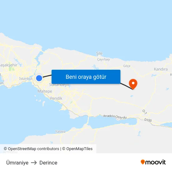 Ümraniye to Derince map