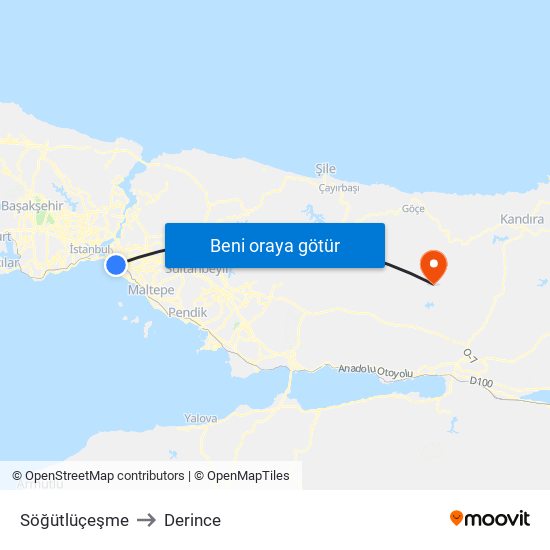 Söğütlüçeşme to Derince map