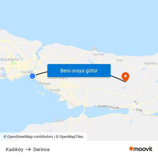 Kadıköy to Derince map