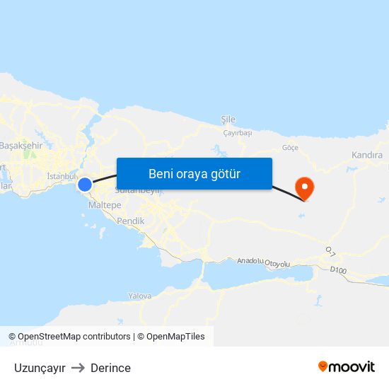 Uzunçayır to Derince map