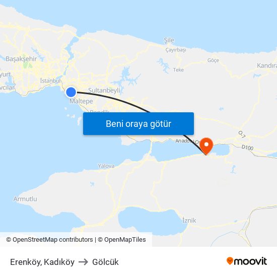 Erenköy, Kadıköy to Gölcük map