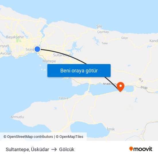 Sultantepe, Üsküdar to Gölcük map