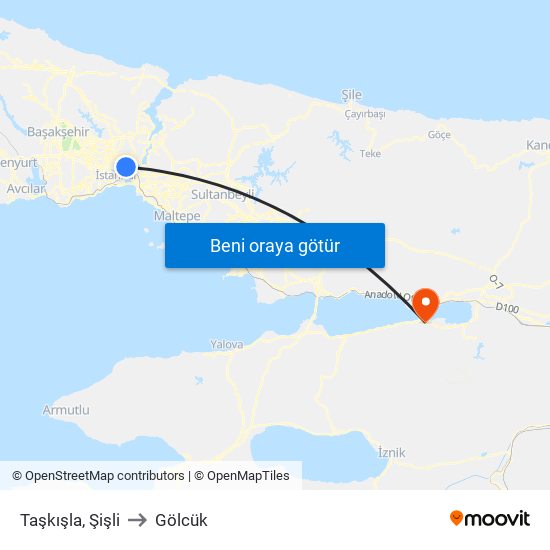 Taşkışla, Şişli to Gölcük map