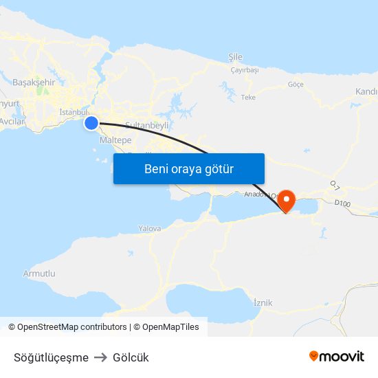 Söğütlüçeşme to Gölcük map