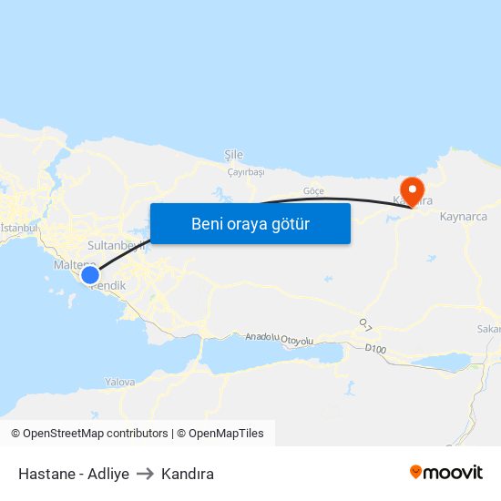 Hastane - Adliye to Kandıra map