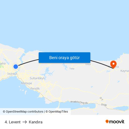 4. Levent to Kandıra map