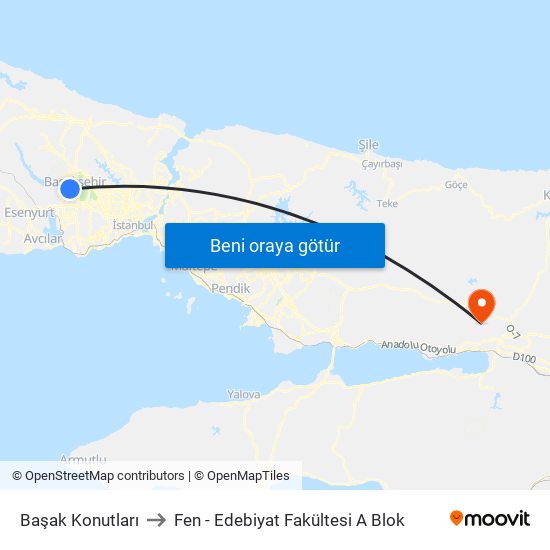 Başak Konutları to Fen - Edebiyat Fakültesi A Blok map