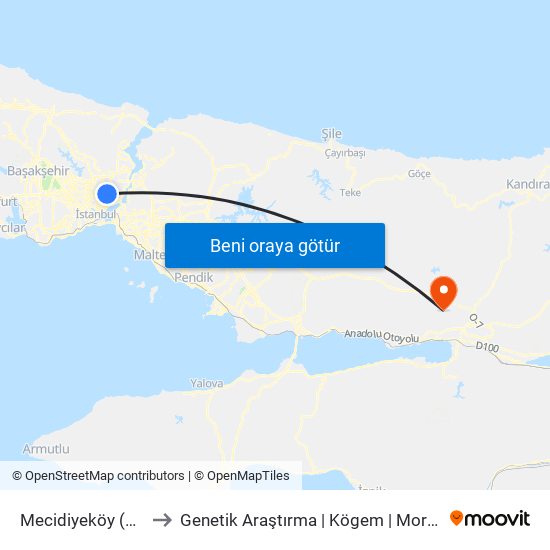 Mecidiyeköy (M7) to Genetik Araştırma | Kögem | Morfoloji map
