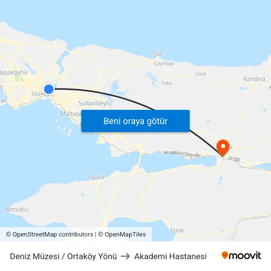 Deniz Müzesi / Ortaköy Yönü to Akademi Hastanesi map