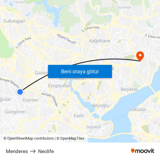 Menderes to Neolife map