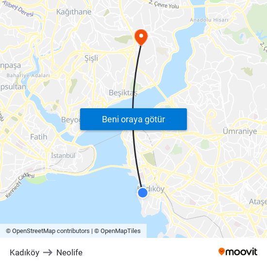 Kadıköy to Neolife map