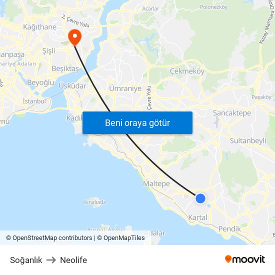 Soğanlık to Neolife map