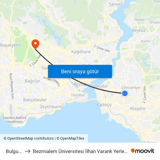 Bulgurlu to Bezmialem Üniversitesi İlhan Varank Yerleşkesi map