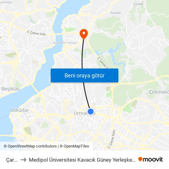 Çarşı to Medipol Üniversitesi Kavacık Güney Yerleşkesi map