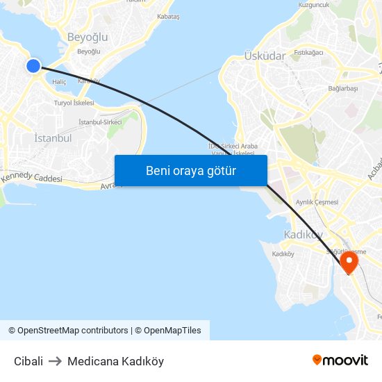 Cibali to Medicana Kadıköy map