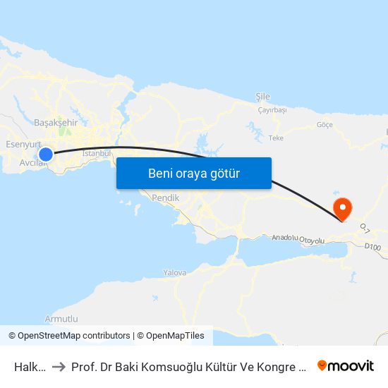 Halkalı to Prof. Dr Baki Komsuoğlu Kültür Ve Kongre Merkezi map