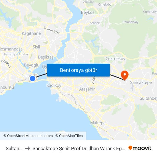 Sultanahmet to Sancaktepe Şehit Prof.Dr. İlhan Varank Eğitim Ve Araştırma Hastanesi map
