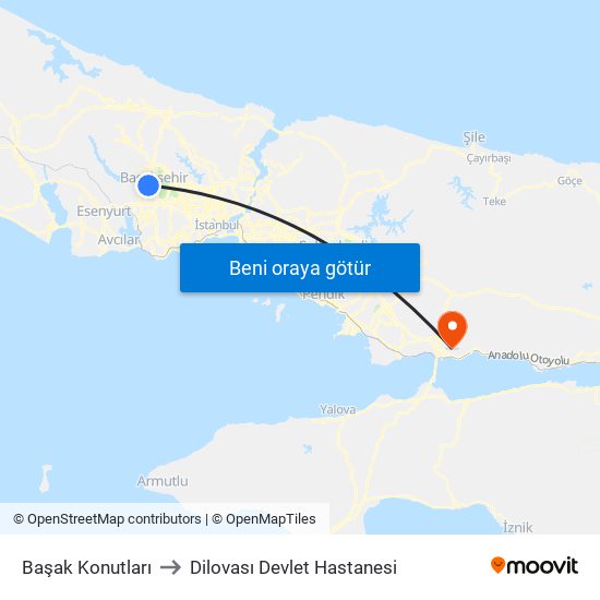 Başak Konutları to Dilovası Devlet Hastanesi map