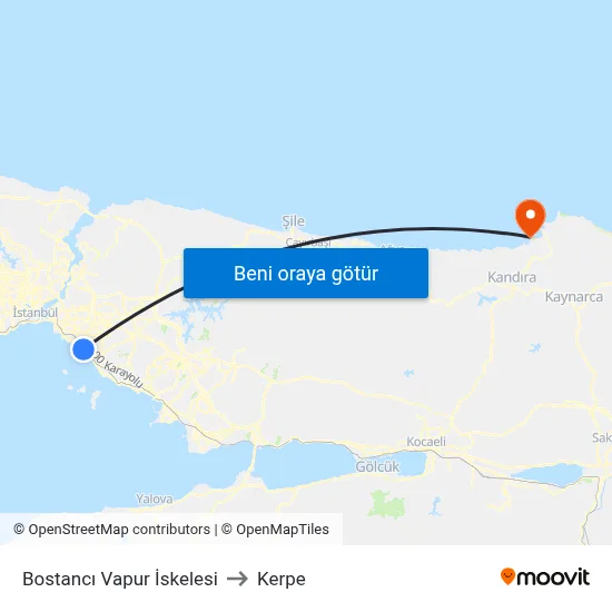 Bostancı Vapur İskelesi to Kerpe map