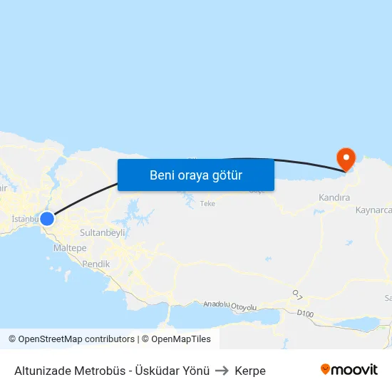 Altunizade Metrobüs - Üsküdar Yönü to Kerpe map