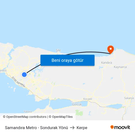 Samandıra Metro - Sondurak Yönü to Kerpe map