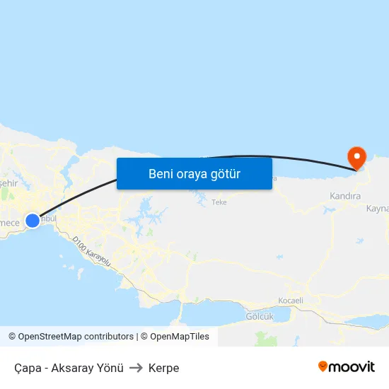 Çapa - Aksaray Yönü to Kerpe map