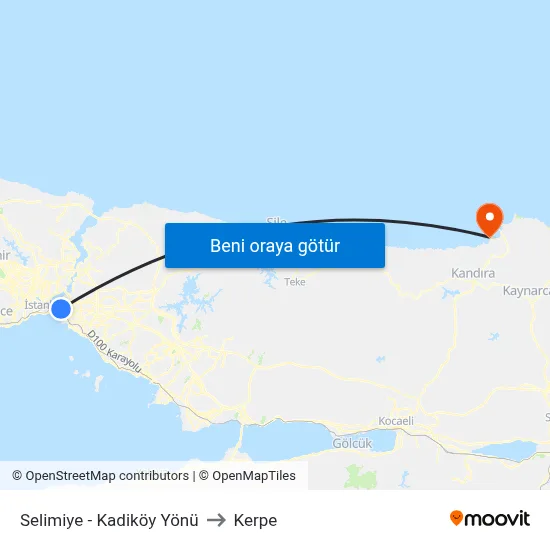 Selimiye - Kadiköy Yönü to Kerpe map