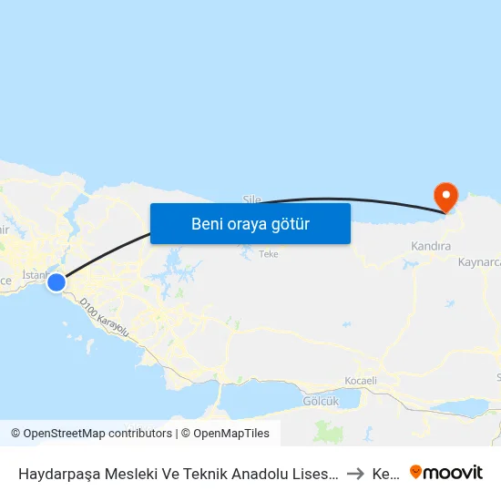 Haydarpaşa Mesleki Ve Teknik Anadolu Lisesi - Kadıköy Yönü to Kerpe map