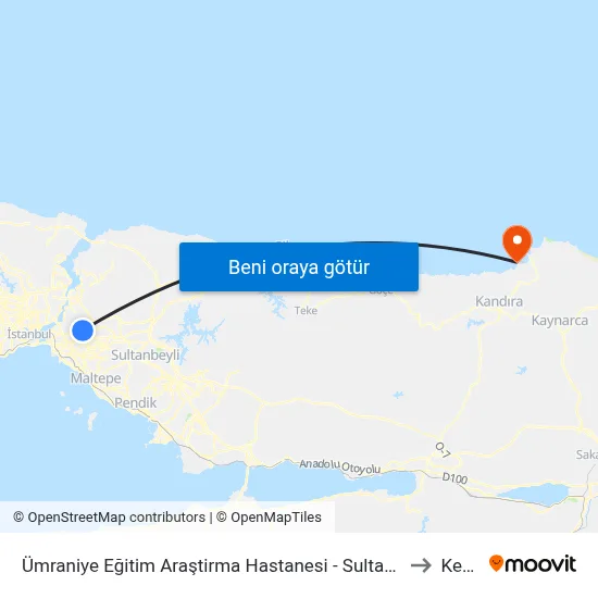 Ümraniye Eğitim Araştirma Hastanesi - Sultanbeyli Yönü to Kerpe map