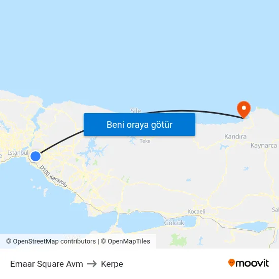 Emaar Square Avm to Kerpe map