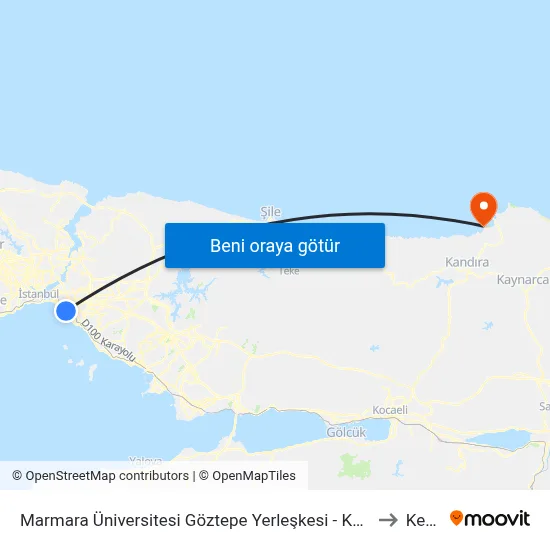 Marmara Üniversitesi Göztepe Yerleşkesi - Kadıköy Yönü to Kerpe map
