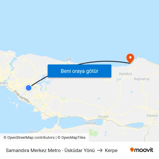 Samandıra Merkez Metro - Üsküdar Yönü to Kerpe map