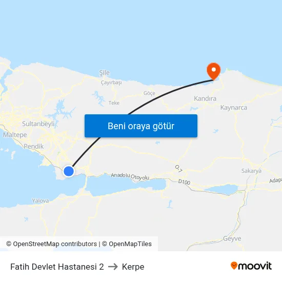 Fatih Devlet Hastanesi 2 to Kerpe map
