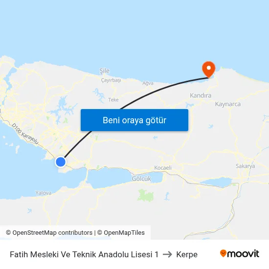Fatih Mesleki Ve Teknik Anadolu Lisesi 1 to Kerpe map