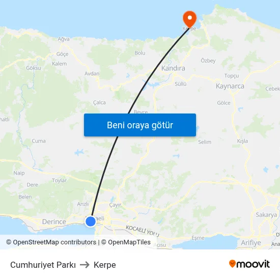 Cumhuriyet Parkı to Kerpe map