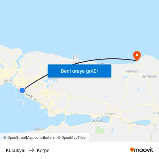 Küçükyalı to Kerpe map