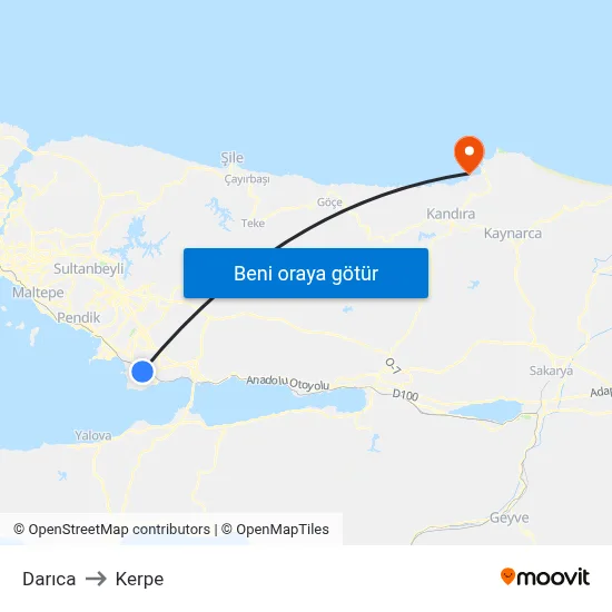 Darıca to Kerpe map