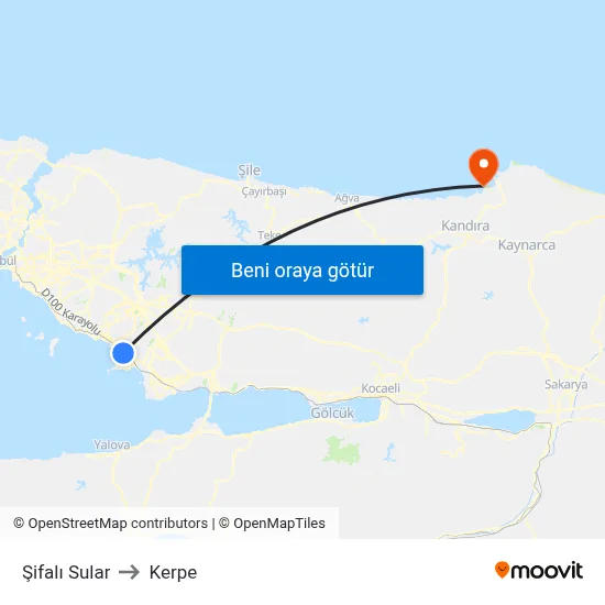 Şifalı Sular to Kerpe map