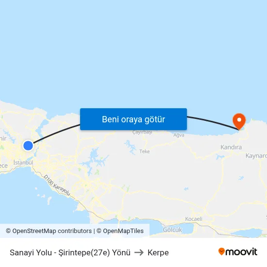 Sanayi Yolu - Şirintepe(27e) Yönü to Kerpe map