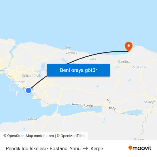 Pendik İdo İskelesi - Bostancı Yönü to Kerpe map