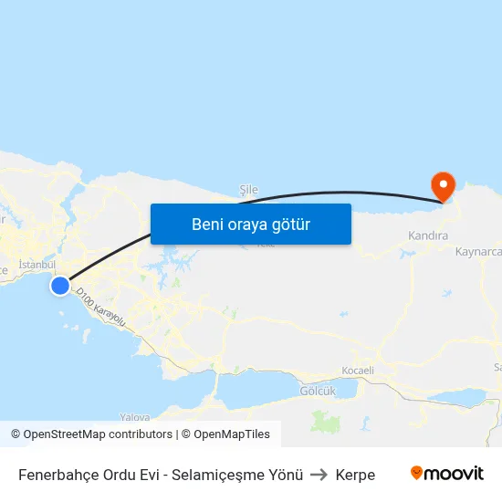 Fenerbahçe Ordu Evi - Selamiçeşme Yönü to Kerpe map