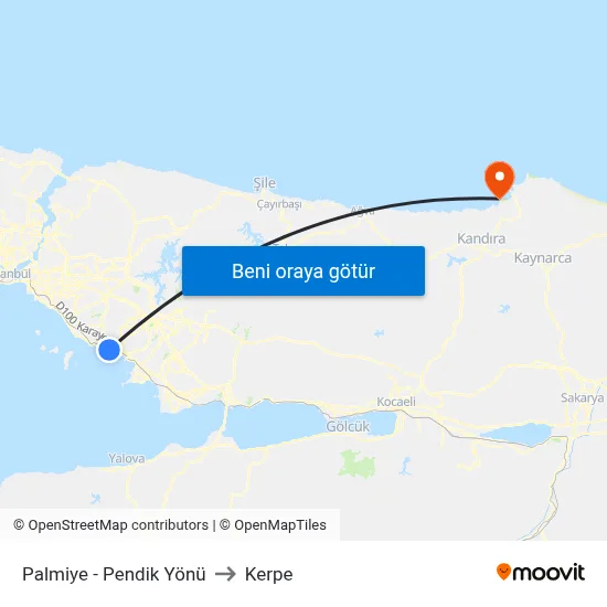 Palmiye - Pendik Yönü to Kerpe map