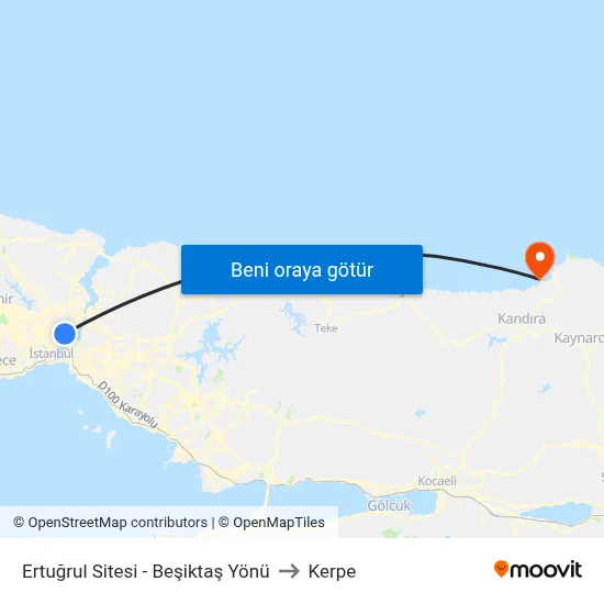 Ertuğrul Sitesi - Beşiktaş Yönü to Kerpe map