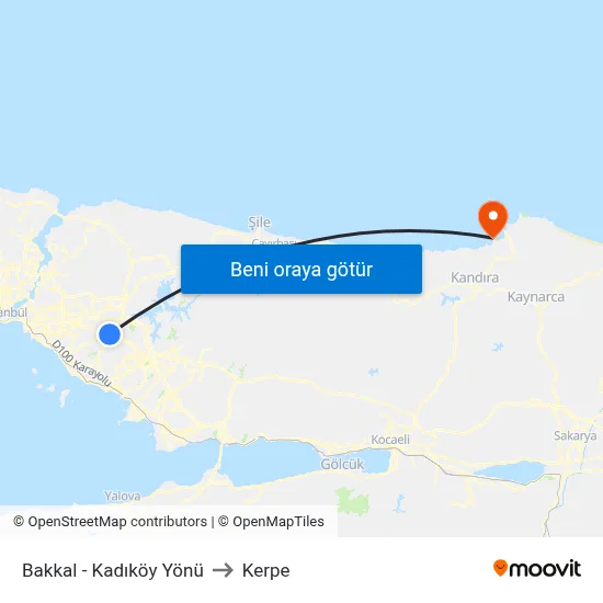 Bakkal - Kadıköy Yönü to Kerpe map